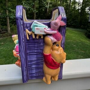 Vintage Disney FTD Winnie the Pooh Tigger Piglet Mailbox Ceramic Planter Vase